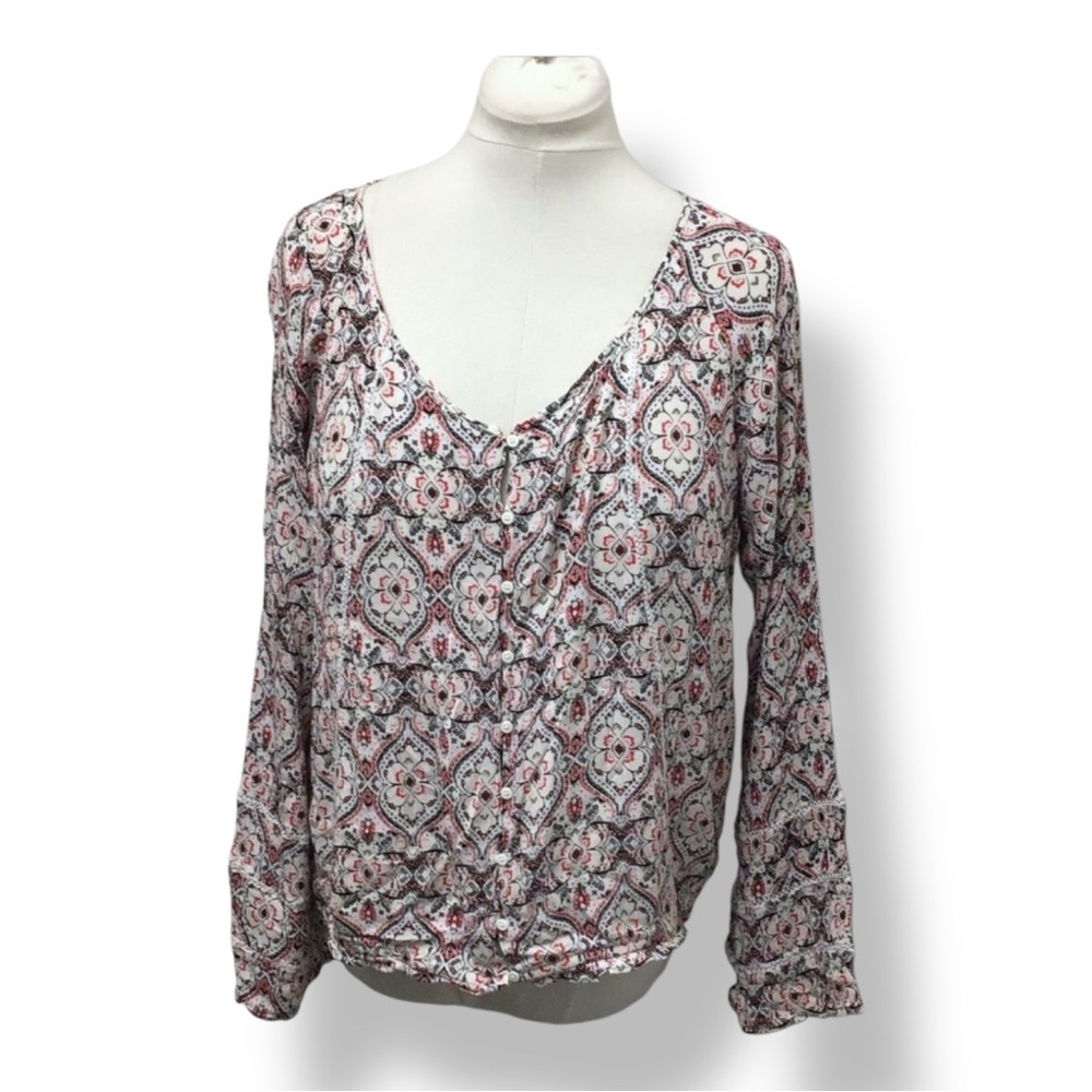 Cato Women’s Plus Size Long Bell Sleeve V Neck Button Down Blouse Retro 18/20W
